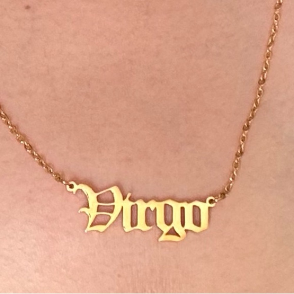Gold Virgo Stainless Steel Zodiac Sign Chain Necklace